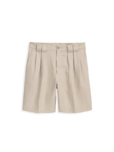 Alex Mill Daniel Pleated Shorts In Linen Herringbone In Flax