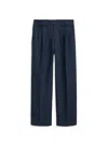 Alex Mill Daniel Pleated Trouser In Linen Herringbone In Navy/black