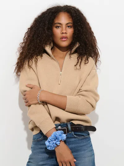 Alex Mill Daphne Half Zip Sweater In Cotton Cashmere In Cornsilk