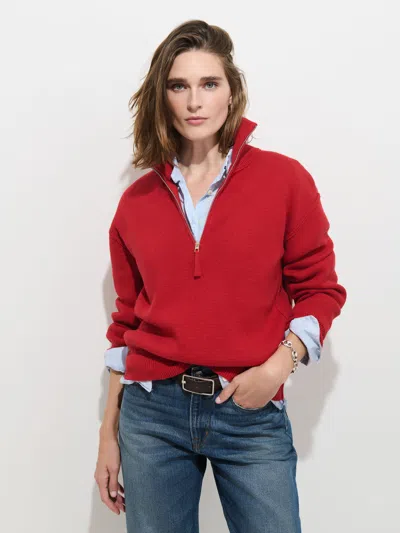 Alex Mill Daphne Half Zip Sweater In Cotton Cashmere In Lava Red