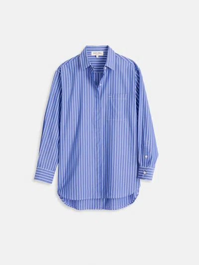 Alex Mill Double Button Shirt In Wide Stripe In Blue/white