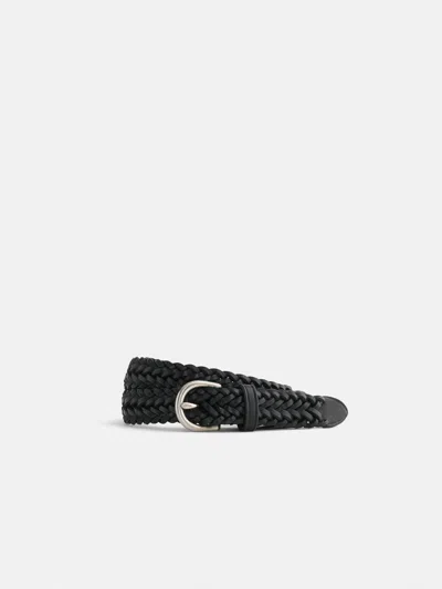 Alex Mill Dragon Diffusion Woven Leather Belt In Black