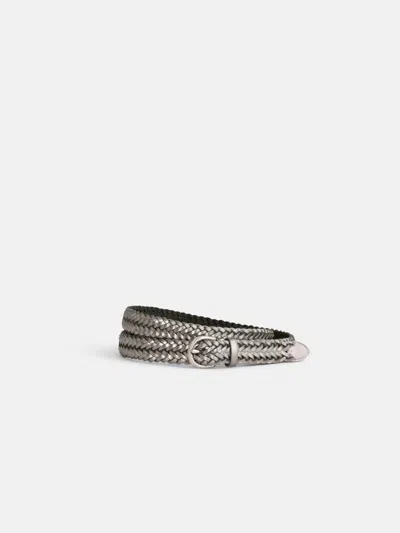 Alex Mill Dragon Diffusion Woven Leather Belt In Covert Foil