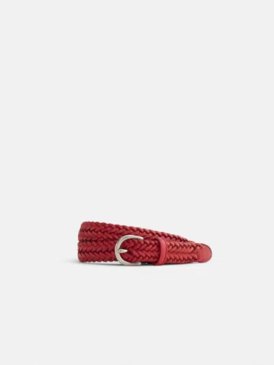 Alex Mill Dragon Diffusion Woven Leather Belt In Poppy Red