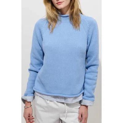 Alex Mill Eastport Roll Trim Long Sleeve Sweater In Blue
