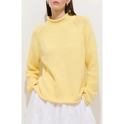 Alex Mill Eastport Roll Trim Long Sleeve Sweater In White