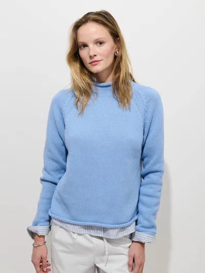 Alex Mill Eastport Roll Trim Long Sleeve Sweater In Blue