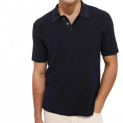 Alex Mill Eastwood Cotton Linen Polo Shirt In Navy In Blue