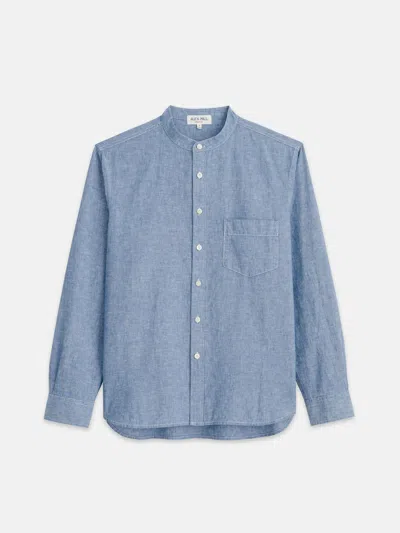 Alex Mill Easy Band Collar Shirt In Chambray In Blue Chambray
