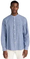 ALEX MILL EASY BAND COLLARSHIRT IN CHAMBRAY BLUE CHAMBRAY