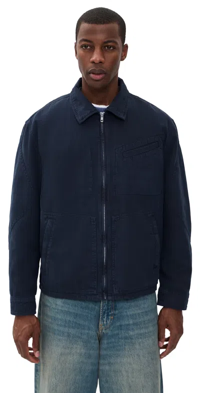 Alex Mill Elijah Zip Jacket In Linen Twill Dark Navy In Blue