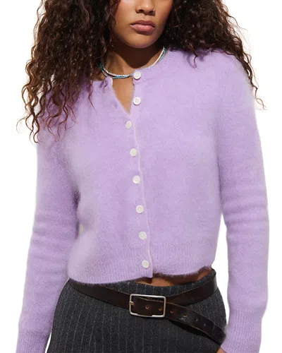 Alex Mill Elizabeth Cashmere Crewneck Cardigan In Purple