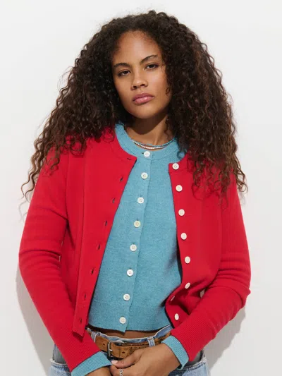 Alex Mill Elizabeth Street Cardigan In Merino Wool In Red