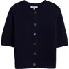 Alex Mill Elle Elbow Sleeve Linen & Cotton Button-up Sweater In Navy Night