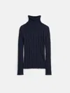 Alex Mill Ellie Ribbed Turtleneck In Cotton Cashmere In Navy