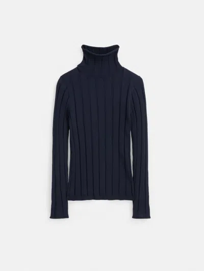Alex Mill Ellie Ribbed Turtleneck In Cotton Cashmere In Navy