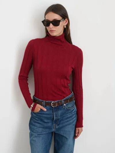 Alex Mill Ellie Ribbed Turtleneck Knit Top In Cabernet In Multi
