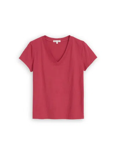 Alex Mill Elliott V Neck Tee In Cotton In Cranberry