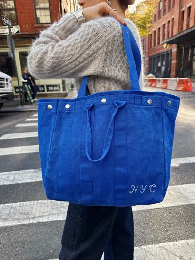 Alex Mill Embroidered Perfect Weekday Tote In Cobalt