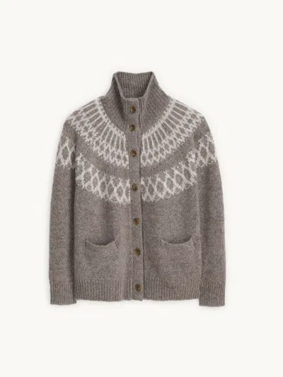 Alex Mill Emmie Fair Isle Cardigan Taupe L In Gray