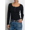 Alex Mill Everyday Ribbed Cotton-blend Jersey Top In Black