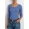 Alex Mill Everyday Long Sleeve Rib Henley In Wild Blueberry
