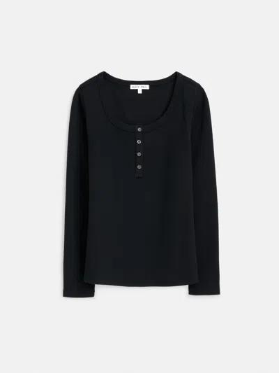 Alex Mill Everyday Ribbed Henley In Black