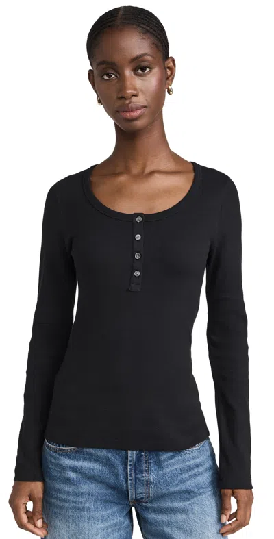 Alex Mill Everyday Ribbed Cotton-blend Jersey Top In Black