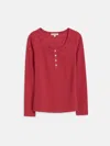 Alex Mill Everyday Ribbed Henley In Brick Red