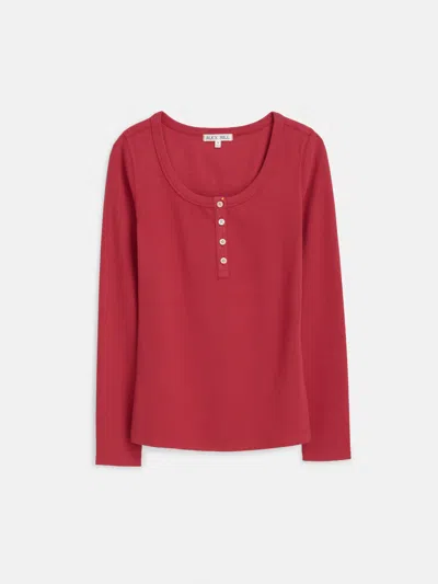 Alex Mill Everyday Ribbed Henley In Brick Red