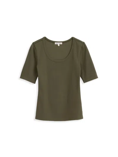 Alex Mill Everyday Ribbed Scoop Neck Tee In Army Olive
