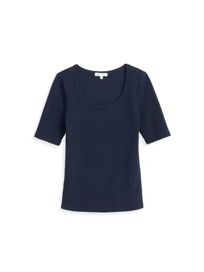 Alex Mill Everyday Ribbed Scoop Neck Tee In Dark Navy
