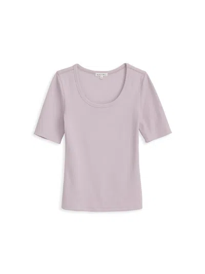 Alex Mill Everyday Ribbed Scoop Neck Tee In Thistle