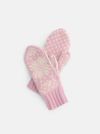 Alex Mill Fair Isle Mittens In Merino Wool In Blush Pink/cream