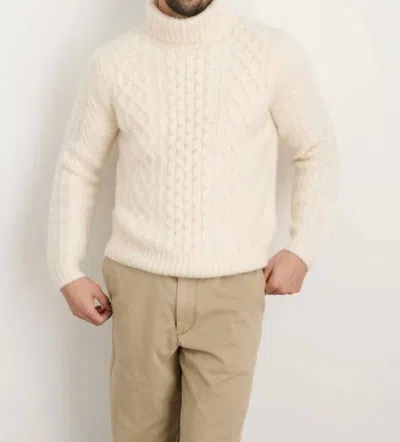 Alex Mill Fisherman Cable Turtleneck In Ivory In Beige