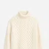 ALEX MILL FISHERMAN CABLE TURTLENECK IN IVORY