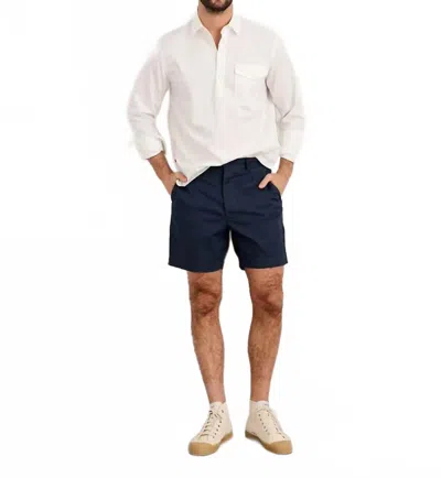 Alex Mill Flat Front Chino Shorts In Dark Navy In Blue