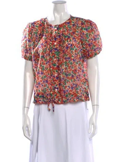 Pre-owned Alex Mill Floral Print Crew Neck Blouse W/ Tags In Multicolor