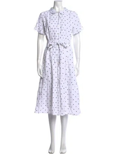 Pre-owned Alex Mill Floral Print Midi Length Dress In White