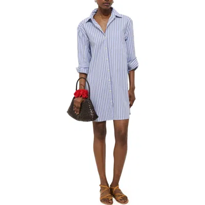 Alex Mill Florence Stripe Long Sleeve Cotton Shirtdress In Blue