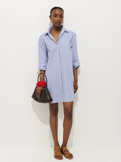 Alex Mill Florence Striped Shirt Dress In Poplin In Blue