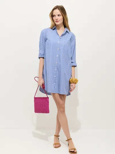 Alex Mill Florence Striped Shirt Dress In Poplin In Blue