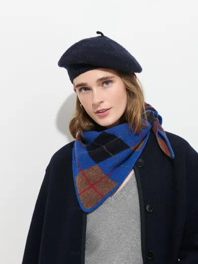 Alex Mill Flynn Argyle Handkerchief Scarf In Wool In Cobalt