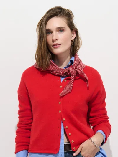 Alex Mill Flynn Striped Handkerchief Scarf In Wool In Crimson/oatmeal
