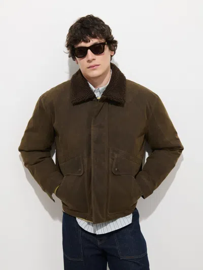 Alex Mill Ford Bomber Jacket In Waxed Canvas In Brown