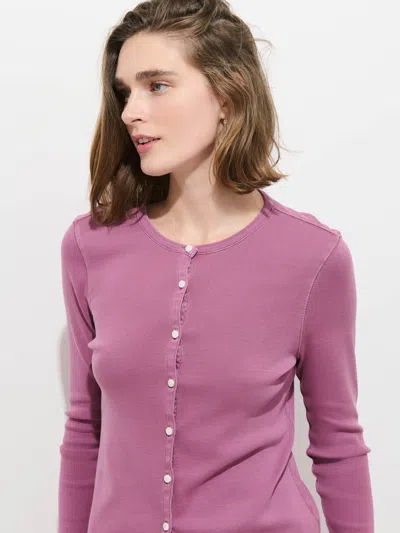 Alex Mill Frankie Cardigan In Cotton Rib In Early Lavender