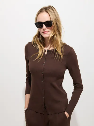 Alex Mill Frankie Cardigan In Cotton Rib In Espresso