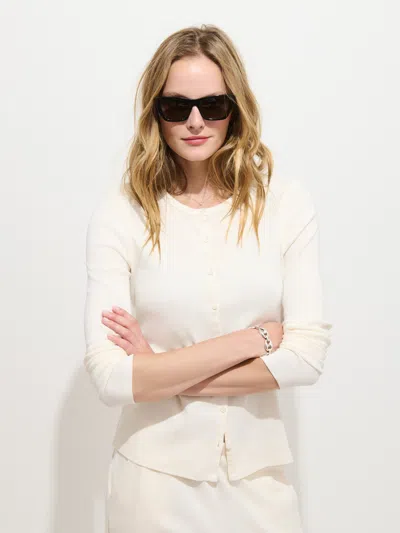 Alex Mill Frankie Cardigan In Cotton Rib In White