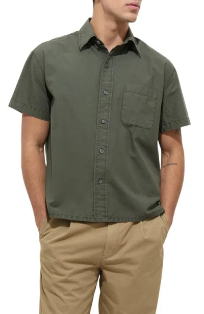 Alex Mill Franklin Short Sleeve Cotton Poplin Button-up Shirt In Green