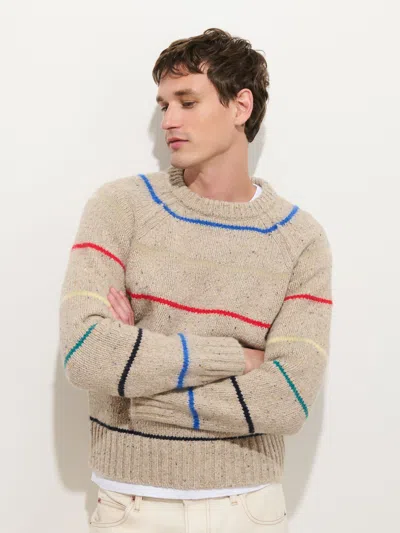 Alex Mill Freddie Raglan Striped Crewneck Sweater In Merino Wool In Multi
